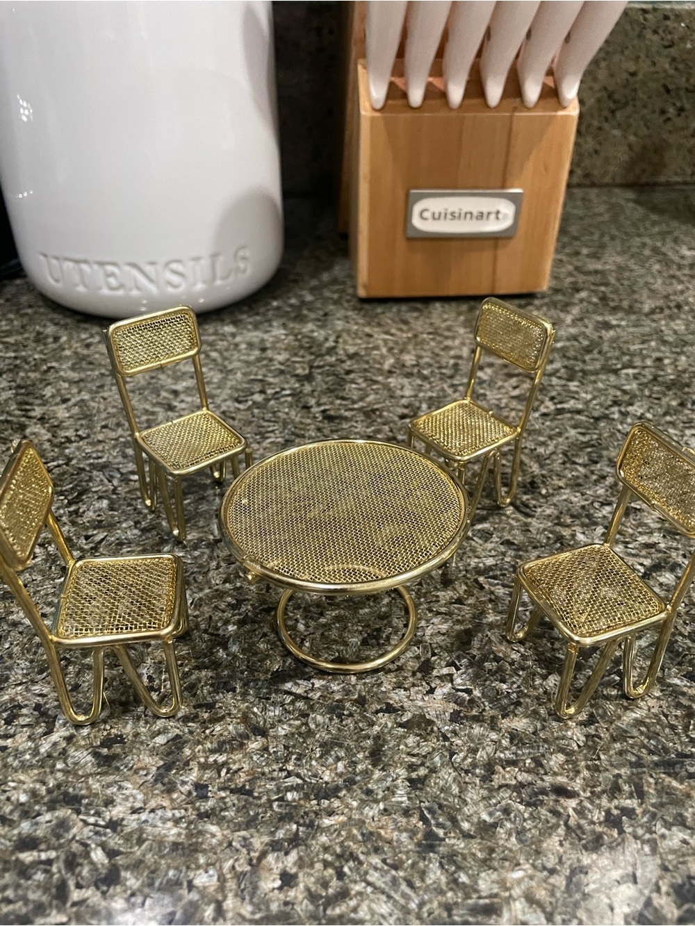 Mini heartland brass table & chair set
